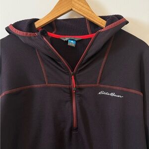 Eddie Bauer Brown & Orange Trim Quarter-Zip Fleece Pullover | Men’s TXL